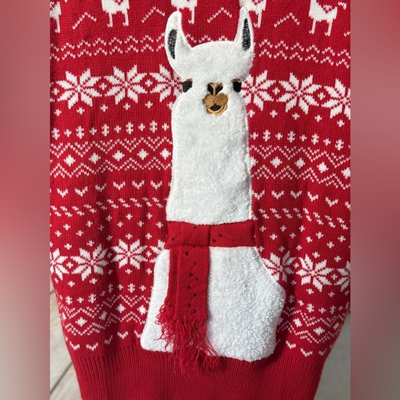 Alpaca Women Turtleneck Loose Print Christmas Long Sweater Dress with Pockets M - Picture 3 of 12